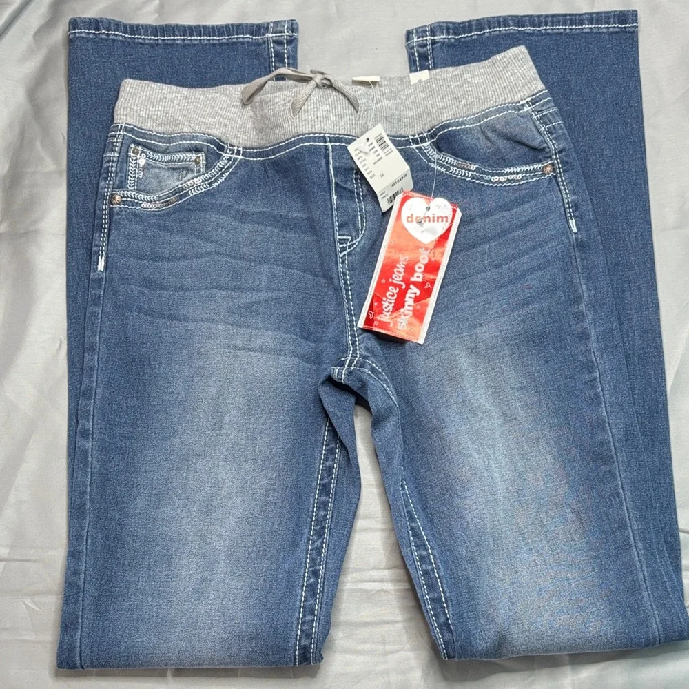 Justice Blue Denim with Gray Knit Waistband